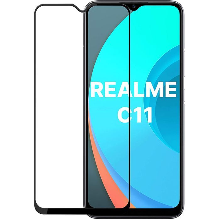 Стекло защитное PowerPlant Full screen Realme C11, Black Фото