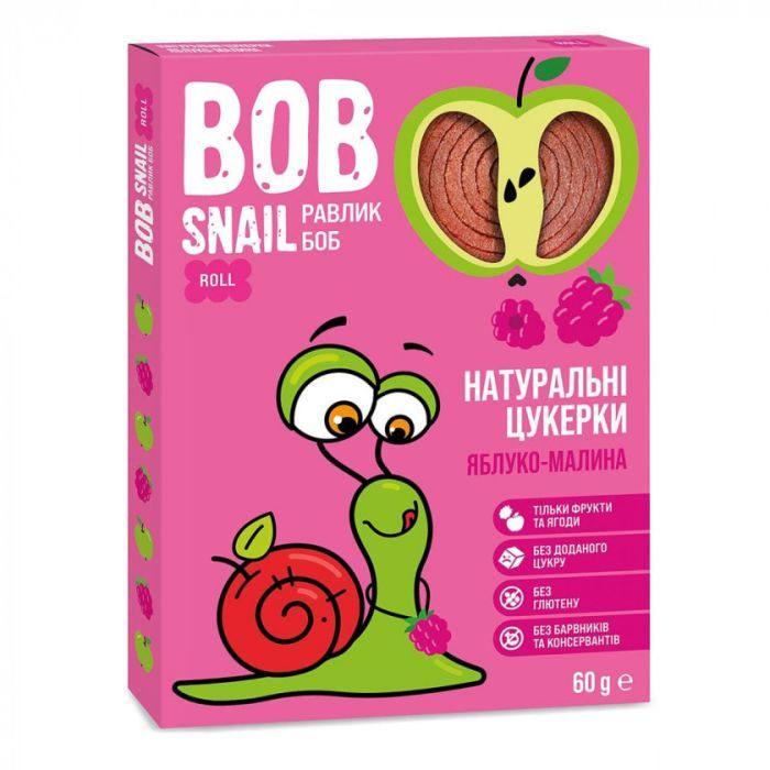 Конфета Bob Snail Равлик Боб Яблучно-Малина 60 г Фото