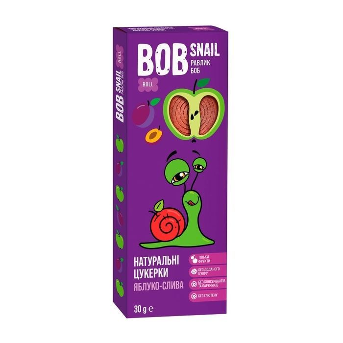 Конфета Bob Snail Равлик Боб Яблучно-Слива 30 г Фото