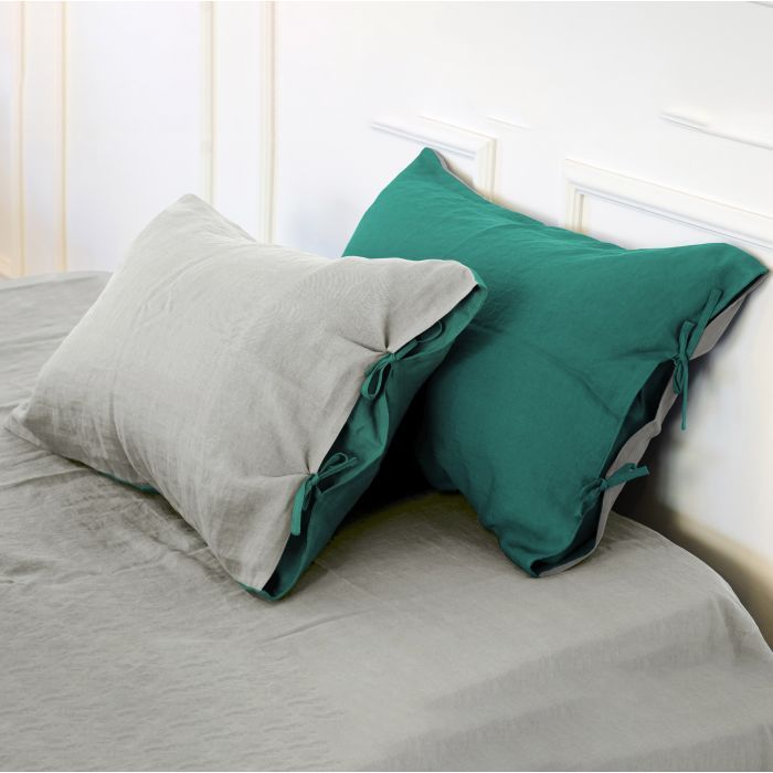 Наволочка MirSon Лен Natural Linen 50х50 Green meadow Фото