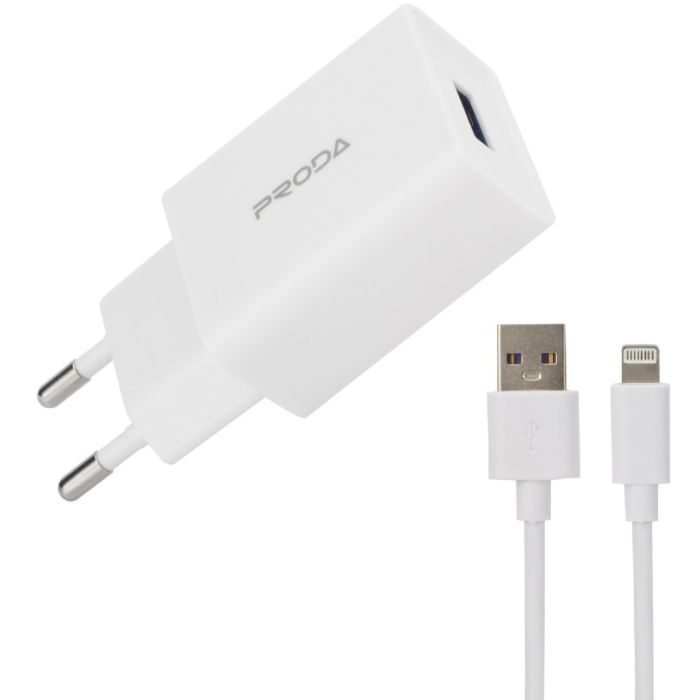 Зарядное устройство Proda USB 2,4A + USB Lightning cable Фото