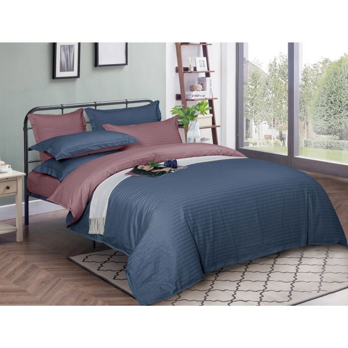 Постельное белье MirSon Satin Stripe 30-0020 + 30-0008Lovelin 160х220 Сіме Фото