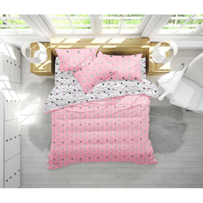 Постельное белье MirSon Бязь 17-0528 Bunnies pink Сімейний Фото