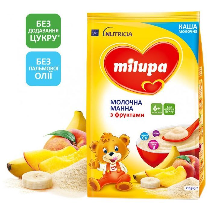 Детская каша Milupa Молочная Манна с фруктами 210 г Фото