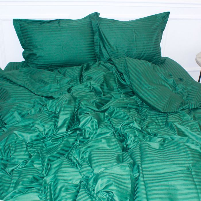 Пододеяльник MirSon Satin Stripe 30-0017 Green 110х140 см Фото