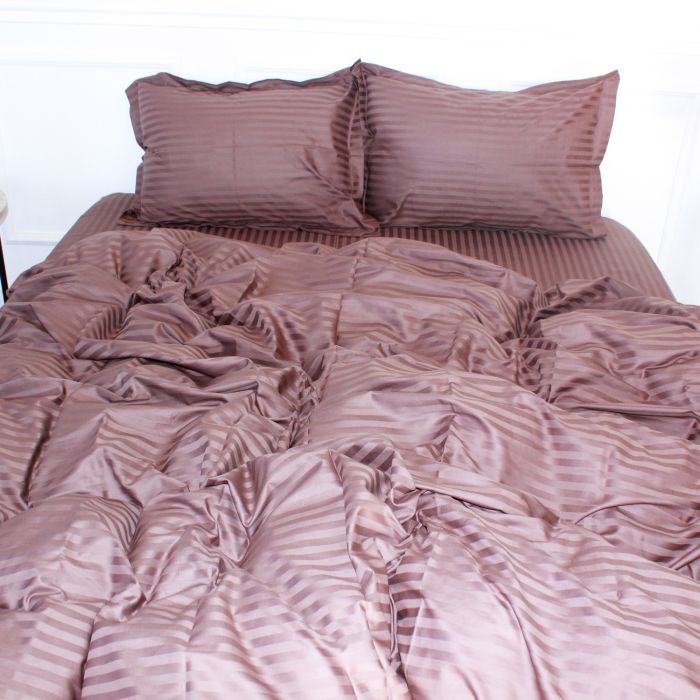 Пододеяльник MirSon Satin Stripe 30-0006 Dark Brown 160х220 см Фото