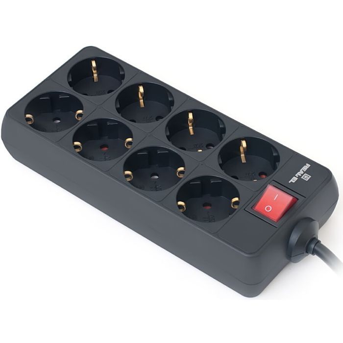 Сетевой фильтр питания REAL-EL RS-8 Protect 5m, black Фото