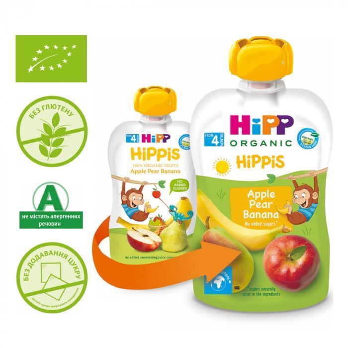Детское пюре HiPP Яблоко Груша Банан 100г Фото
