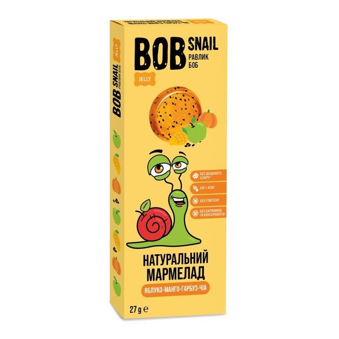 Мармелад Bob Snail Улитка Боб яблоко-манго-тыква-чиа 27 г Фото