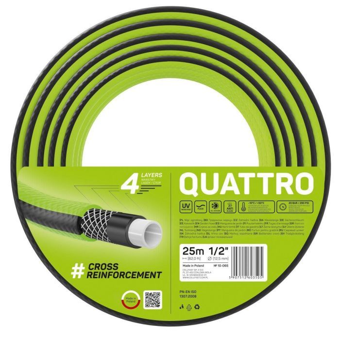 Поливочный шланг Cellfast QUATTRO, 1/2', 25м, 4 шари, до 20 Бар, -10+50C Фото