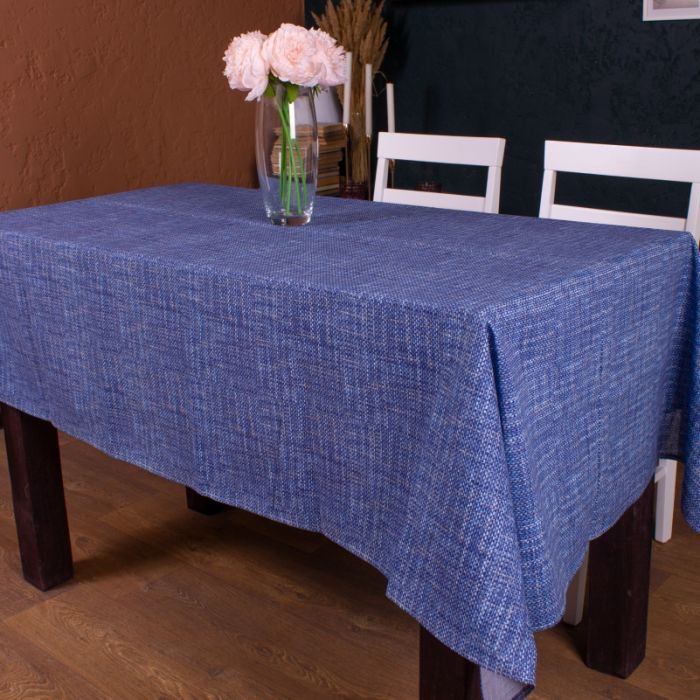 Скатерть MirSon Рогожа №209 Blue Binding 130x300 см Фото