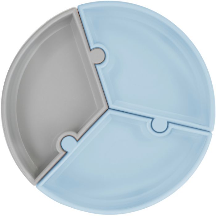 Тарелка детская MinikOiOi Puzzle секційна Mineral Blue / Powder Grey Фото
