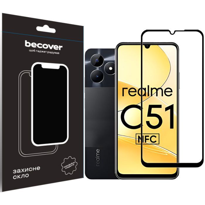 Стекло защитное BeCover Realme C51 Black Фото