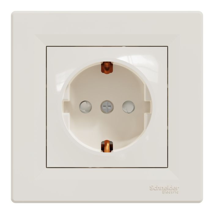 Розетка Schneider Electric ASFORA со штор. крем Фото
