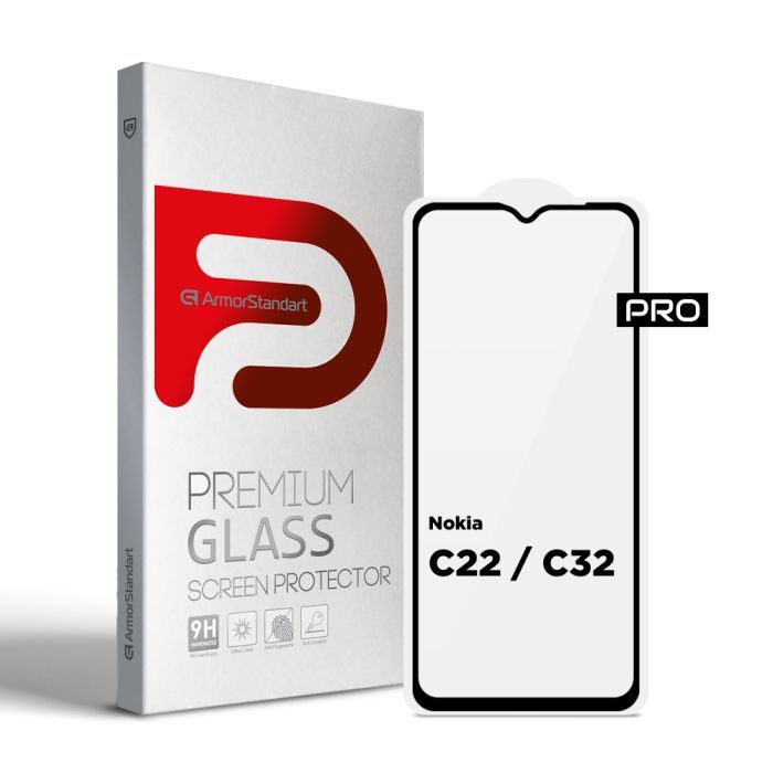 Стекло защитное Armorstandart Pro Nokia C22 / C32 Black Фото