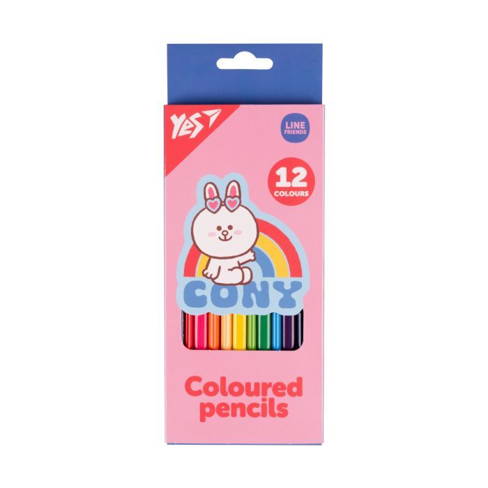 Карандаши цветные Yes 12 цв Line Friends розовый Фото