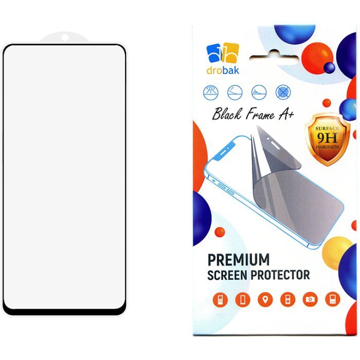 Стекло защитное Drobak Poco M6 Pro Black Frame A+ Фото