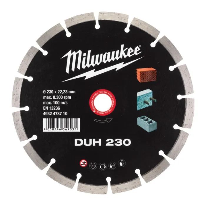Круг отрезной Milwaukee DUH 230, алмазный для твердого бетона Фото