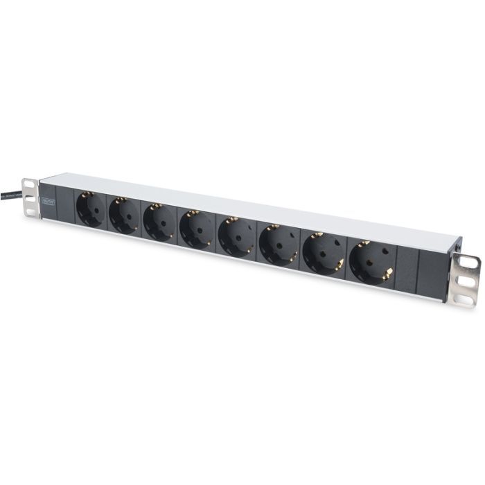 Силовой блок Digitus 1U, 8xSchuko, 16A, 250V, вилка Schuko Фото