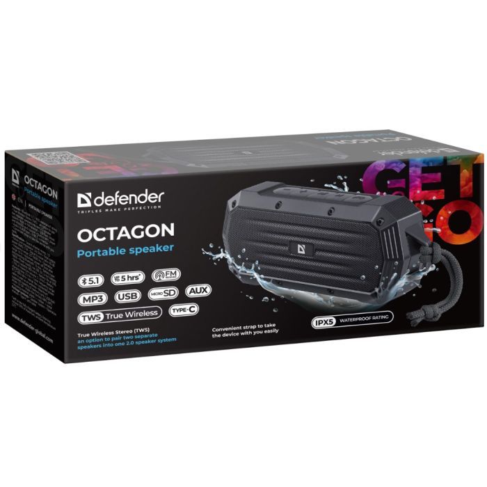 Акустическая система Defender Octagon Bluetooth Black Фото 5