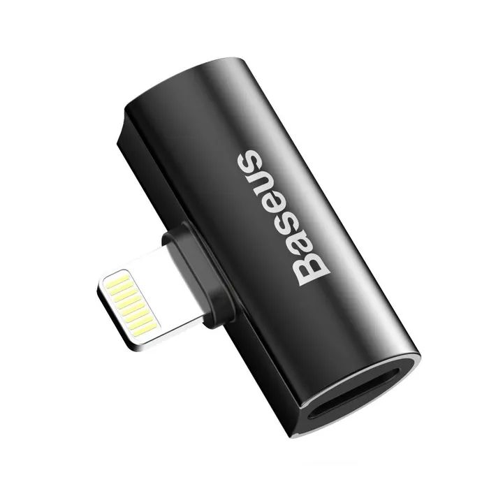 Переходник Baseus L46 Lightning (1 Male / 2 Female) Black Фото