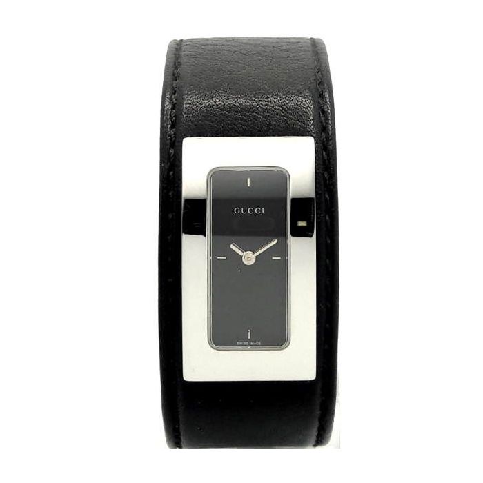 Наручные часы Gucci 7800SR 07835 steel, black dial, black leather Фото