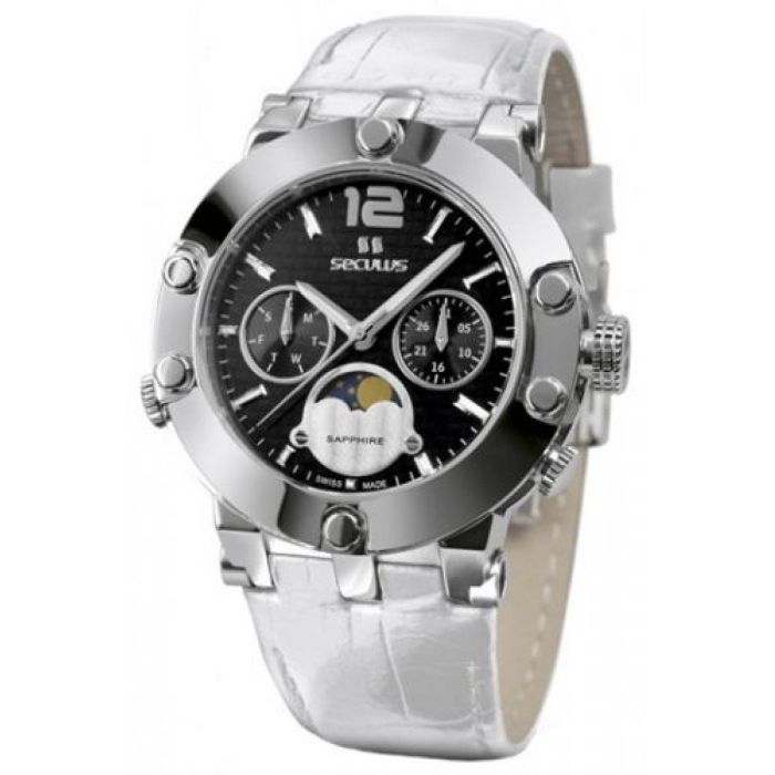Наручные часы Seculus 1690.5.706 black, ss, white leather Фото