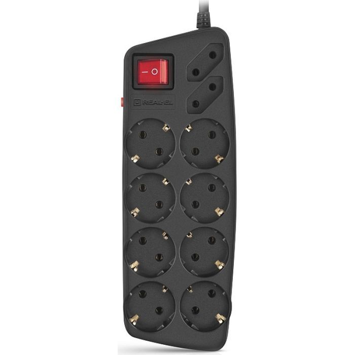Сетевой фильтр питания REAL-EL REAL-EL RS-10 Protect, 3m, black Фото