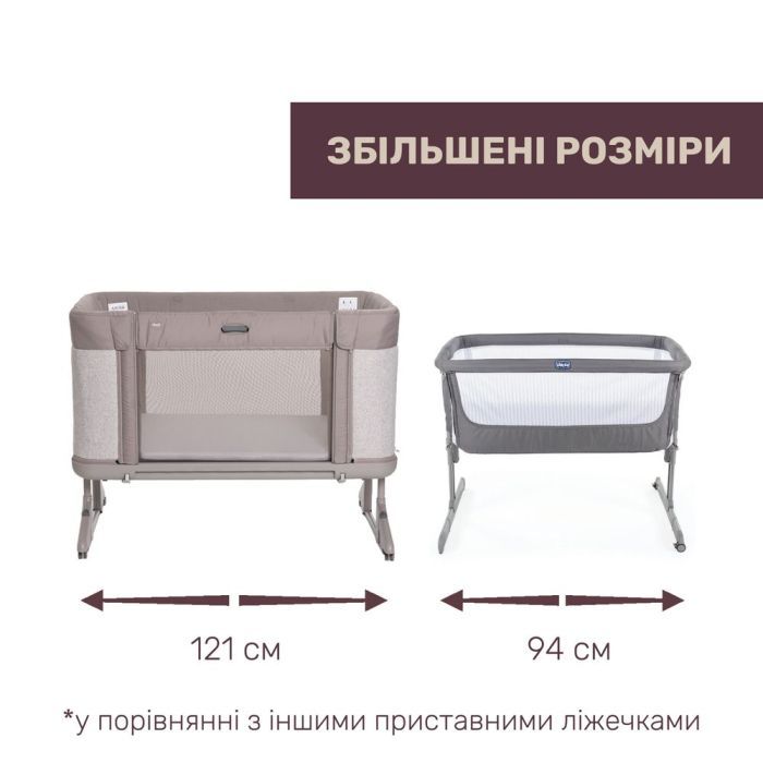 Кроватка Chicco Next2Me Forever 3 в 1 бежевий Фото 3