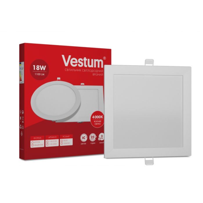 Светильник Vestum LED квадратный 18W 4000K 220V Фото