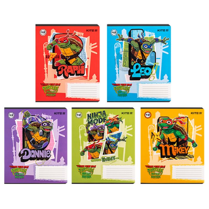 Тетрадь Kite Ninja Turtles, 12 листов, линия Фото