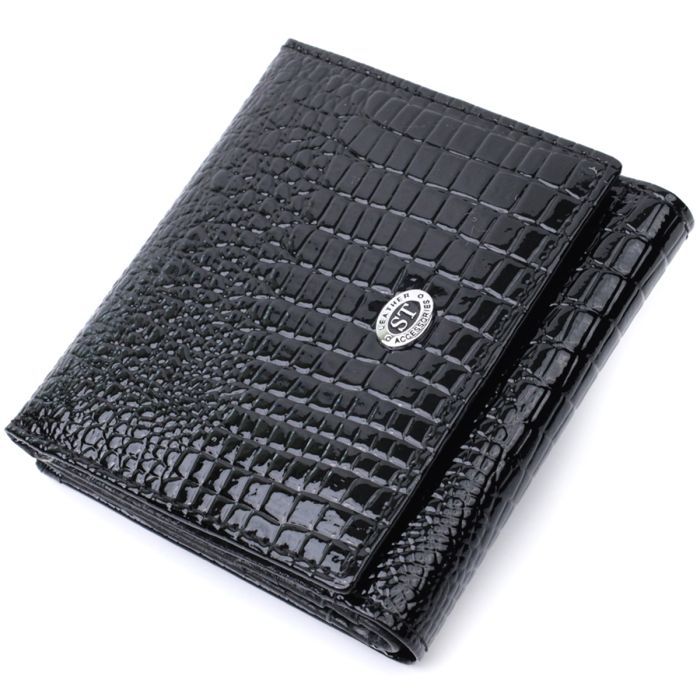 Кошелек ST Leather Из натуральной лакированной кожи Черный Фото