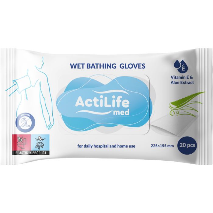 Влажные перчатки для мытья всего тела ActiLife 20 шт Фото