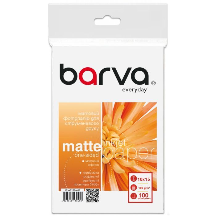 Фотобумага Barva 10x15, 190 g/m2, Everyday, Matte, 100c Фото