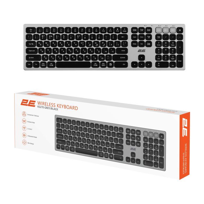 Клавиатура 2E KS270 109key Wireless UA Grey/Black Фото 9