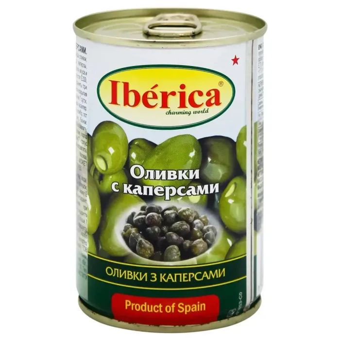 Овощная консервация Iberica Оливки фаршированные каперсами 300 г Фото