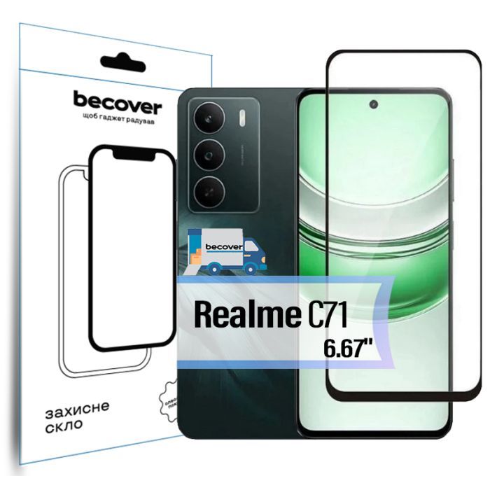 Стекло защитное BeCover Realme C71 Black Фото