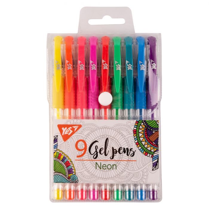 Ручка гелевая Yes набір Neon 9 штук Фото
