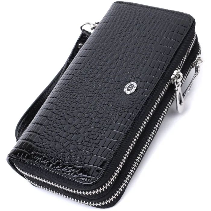 Кошелек ST Leather Из лакированной натуральной кожи Черный Фото