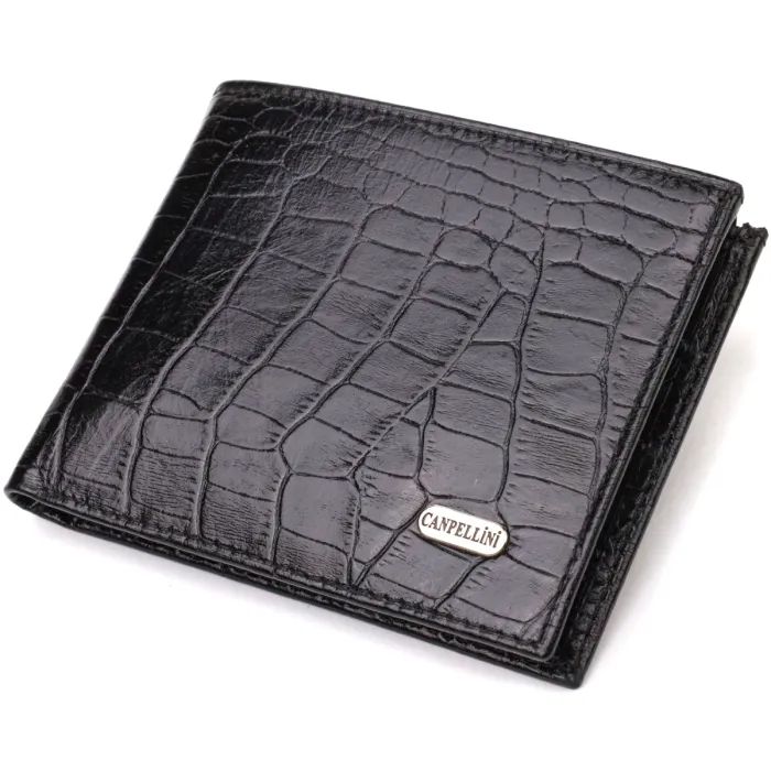 Портмоне Canpellini Из натуральной кожи Черное Фото