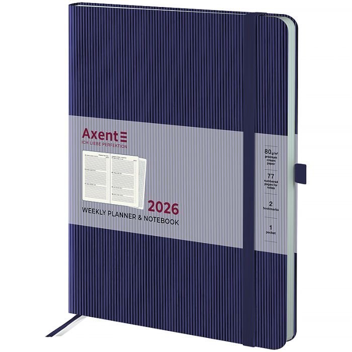 Еженедельник Axent датированный 2026 Grand Lines 195х255, синий Фото