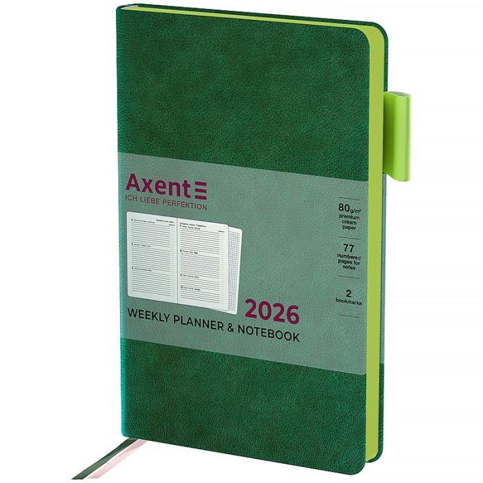 Еженедельник Axent датированный 2026 Partner Soft Muse 125х195, зелен Фото