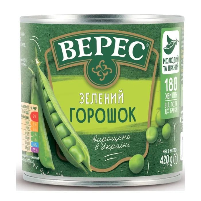 Овощная консервация Верес Горошек зеленый 420 г Фото