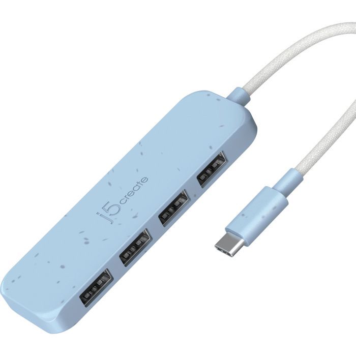 Концентратор J5create USB-C to 4xUSB-A 3.2 10Gbps cyan Фото