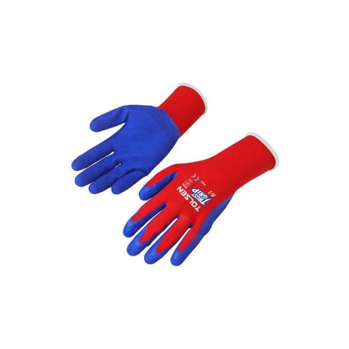 Защитные перчатки Tolsen покрытые вспененным латексом красные L (9) Фото