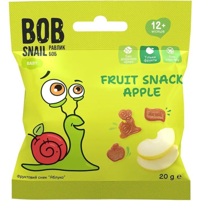Детские снеки Bob Snail фруктові яблуко 20 г Фото